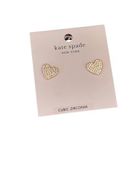 Kate Spade NWT Yours Truly Pave Heart Stud Earrings - Gold Tone